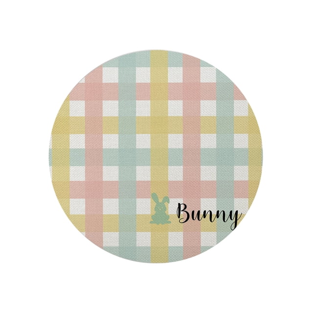 Napperons en Lin à Imprimé Lapin de Pâques et Oeufs de Pâques pour Tables à Manger Napperons Ronds pour Hommes Femmes 36 cm Lot de 4