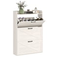 thumbnail image 1 of HOMCOM Armoire à Chaussures Étroite Armoire de Rangement pour Chaussures Style Ferme Chêne Blanc, 1 of 10