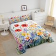thumbnail image 4 of Poppy Flowers Comforter&nbsp;Set Boho Floral King Bedding Set,Jungle Plant Down Comforter Botanical Leaves Quilt Set,Country Butterfly Rustic Home Decor, 4 of 7