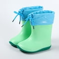 thumbnail image 2 of Kids Child Rain Boots with an Elastic Boot Collar Adjustable Drawstring Solid Color Waterproof Non Slip Light up Rubber Sole Garden Shoes Outdoor EVA Rain Shoes for 2-9 Years Green, 2 of 4