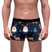 FhsagQ Underwear Men Underwear Boxers Brief 10 Pack Men's Christmas Print Breathable Underwear Men's Underwear Boxers Briefs Multipack Men Underwear Pack Super Fit Dark Blue M