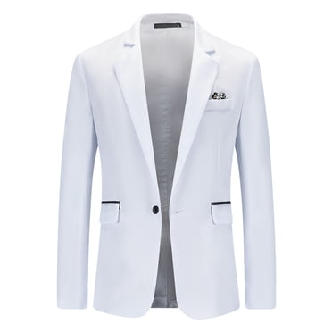 IROINNID Mens Blazer Reduced Leisure New Suit Color Matching Single Breasted Slim Middle-aged Suit Long Sleeve Hoodless Outwear & Jackets,White