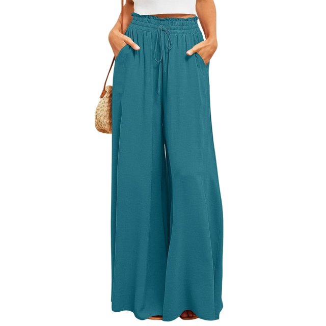 Women Oversized Pants Solid Color Ladies Casual Pants Boho Style Vacation Outfit