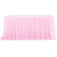 thumbnail image 1 of Tulle Table Skirt White 75 cm x 122 cm Recyclable Transparent Ruffled Polyester Table Decoration For Wedding Birthday Banquet, 1 of 6