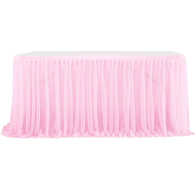 Tulle Table Skirt White 75 cm x 122 cm Recyclable Transparent Ruffled Polyester Table Decoration For Wedding Birthday Banquet