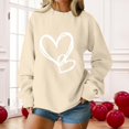 thumbnail image 2 of SOMOWI Chandail pour Femmes de la Saint-Valentin Sans Capuche à Col Rond à Manches Longues Chandail Décontracté en Tricot Doux Beige à Motif Hauts d'Automne P, 2 of 4