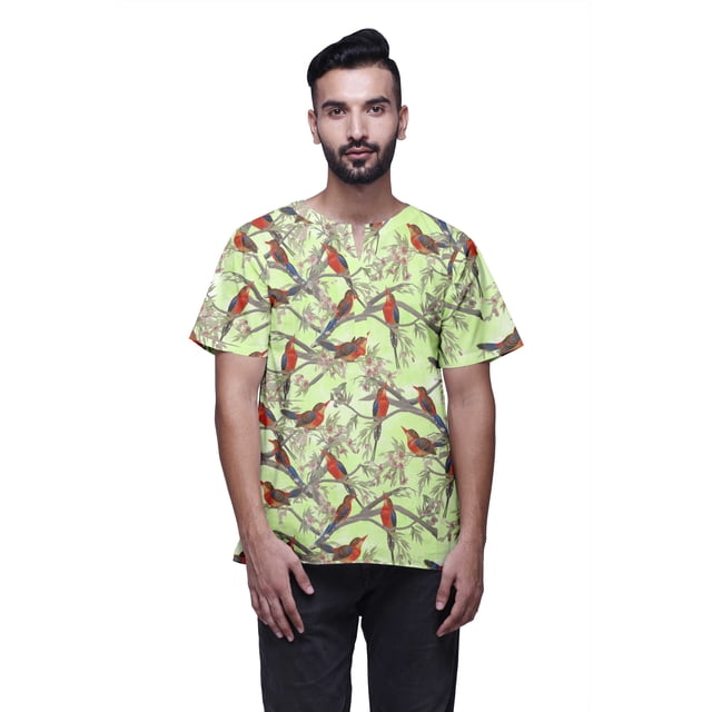 Atasi Kurta Indienne pour Garçons Imprimée Manches Courtes Kurta pour Hommes Kurta Designer