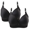 thumbnail image 1 of Birdeem 2Pcs Womans Printing Gathered Together Large Size Daily Bra Underwear No Rims, 1 of 9