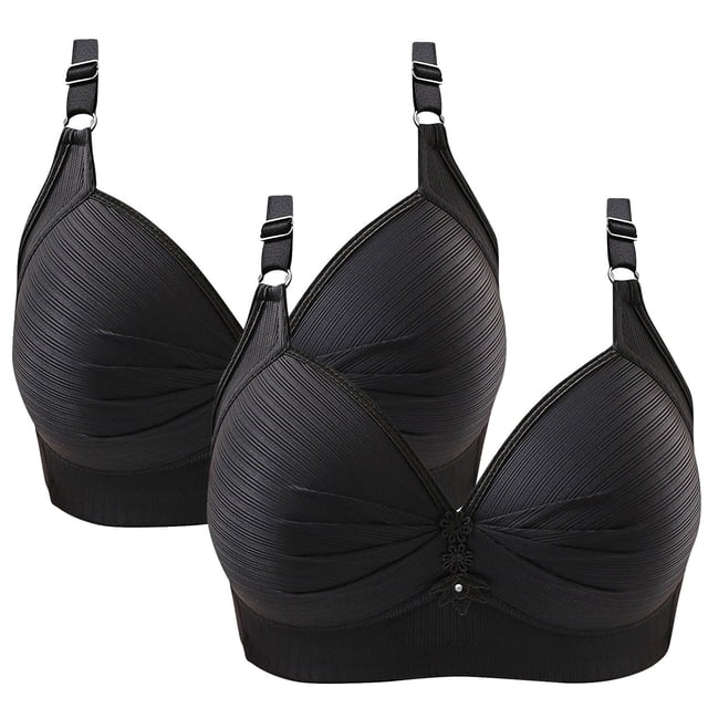 Birdeem 2Pcs Womans Printing Gathered Together Large Size Daily Bra Underwear No Rims