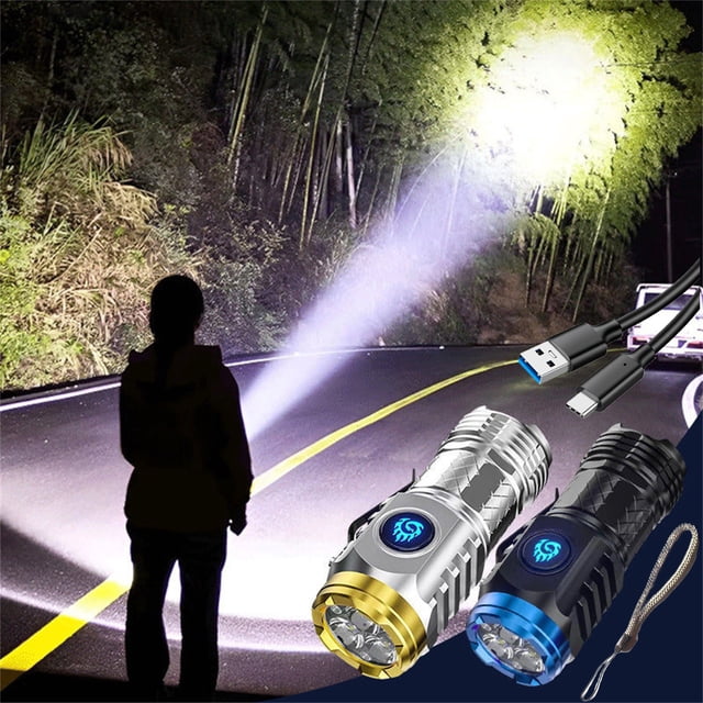 Vaidha Flashlight Bright Rechargeable-bright Small Portable Outdoor Lighting Shooting Household Mini Three-eye Small Steel