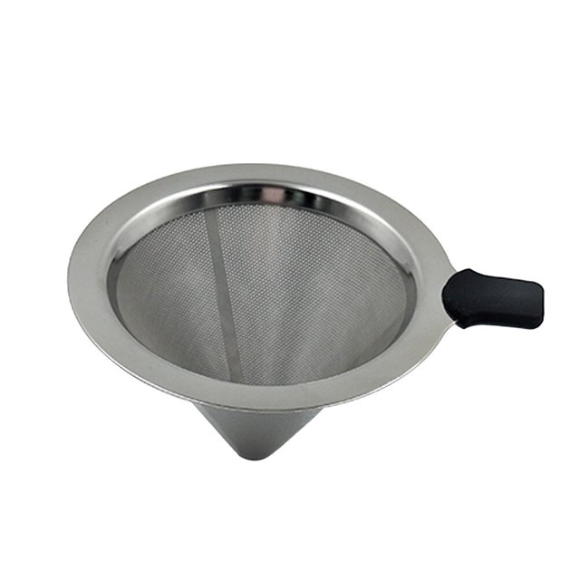 Shisuyan Stainless Steel Pour Over Coffee Cone Dripper Reusable Single Serve Coffee Maker (101x80mm)