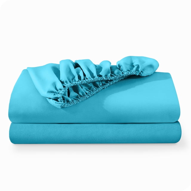 Bare Home 2-Pack Fitted Sheets - Premium 1800 Collection - Ultra-soft - Deep Pocket - Twin, Aqua