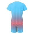 thumbnail image 5 of SHIXIAOO Male Print Short Sleeve T Shirt and Shorts Two Piece Set with All Print Print Shirt and Quarter Pants Set Pinstripe Suit Jacket Men Suite for Man Suite for Teens Graduation Suits for Men, 5 of 5
