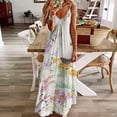 thumbnail image 1 of yievot Robes Maxi pour Femmes Été Mode Imprimé Col en V Sans Manches Bretelles Robe Longue, 1 of 5