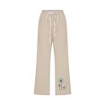 thumbnail image 2 of Pantalon en Coton et Lin Femme Mode Femmes Taille Haute Jambe Droite Poches Imprimé Coton et Lin Décontracté Poches Pantacourts Pantalon Taille Haute Pantacourts pour Femmes Pantalon Taille Haute pour Femmes, 2 of 3