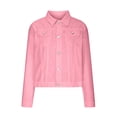 thumbnail image 5 of Pompotops Veste en Denim Unie pour Femmes à Manches Longues, Cardigan Amincissant avec Poches, Manteau, Hauts, Liquidation, 5 of 5