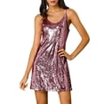 thumbnail image 1 of INSPIRE CHIC Robe pour Femme Paillettes Scintillantes Col en V Bretelles Ajustables Robe de Bal Courte Rose Pâle m, 1 of 8