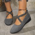 thumbnail image 1 of Commforr Chaussures Compensées à Enfiler pour Femmes, Bout Fermé, Confortables, Mode, Brides Élastiques à la Cheville, Ballerines à Enfiler, Chaussures de Robe pour Filles, Petites Gracieusetés, Mary, Habillées, Élégantes, Bride, Ballerine, Talon Compensé, Chaussures, Gris, 1 of 5