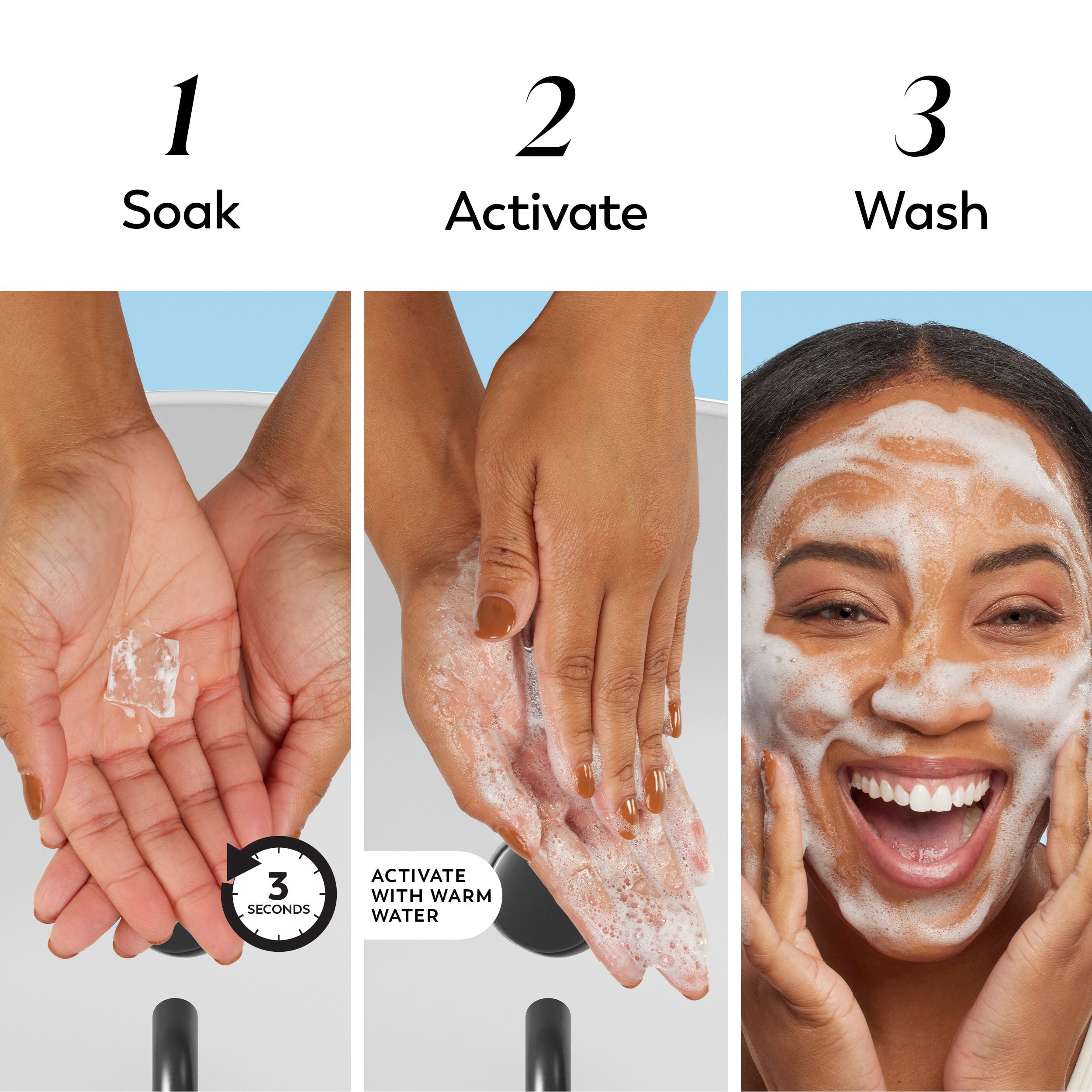 Nettoyant Pour Le Visage Olay, Nettoyant Fondant + Nettoyant Doux Pour Le Visage, Activé Par L’Eau, Nettoie, Tonifie Et Rafraîchit La Peau, Sans Parfum, Peau Sensible, 32 Unités