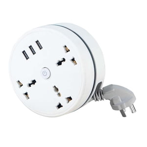 PEONAVET Adaptateur de prise de voyage Adapteur de prise, bande d'alimentation universelle, bande de puissance USB C et 3 USB Ports, 3 AC Des sorties, 6.7ft Cord d'extension, compact pour les voyages