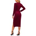 thumbnail image 3 of INSPIRE CHIC Robe en Velours pour Femmes Col en V Manches Longues Froncées Fendue Midi Robes de Soirée S Rouge Foncé, 3 of 6