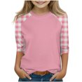 thumbnail image 1 of SERTG T-Shirt Mode Enfant Col Rond Manches 3/4 Imprimé Col Rond pour Été et Printemps 4-15 Ans (Rose2,11 Ans), 1 of 7