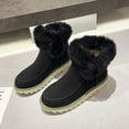 thumbnail image 1 of Styesk Bottes pour Femmes Femmes Mode Retournement Cheveux Bout Rond Ajouter Velours Tube Court Chaussures Rembourrées Bottes de Neige Bottes de Travail pour Femmes, 1 of 3