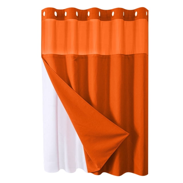 Shower Curtain For Bathroom 71 in W x 74 in H Reversible Heavy Duty Polyester Fabric With Built-in Large Rings