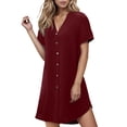 thumbnail image 2 of Ovzne Robes pour Femmes Robe Femme Robe Décontractée pour Femmes à Boutons Robe d'Été à Col en V Robe de Printemps à Manches Courtes Robe de Nuit Robe Trapèze Robe Décontractée Robe pour Femmes à Manches Courtes Liquidation, 2 of 7