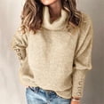 thumbnail image 4 of Kcodviy Able Ladies Bowknot Solid Trendy Sweaters Color Button Sleeve Knitted Bubble Sleeve Sweater Casual Sweater Warm Top, 4 of 4