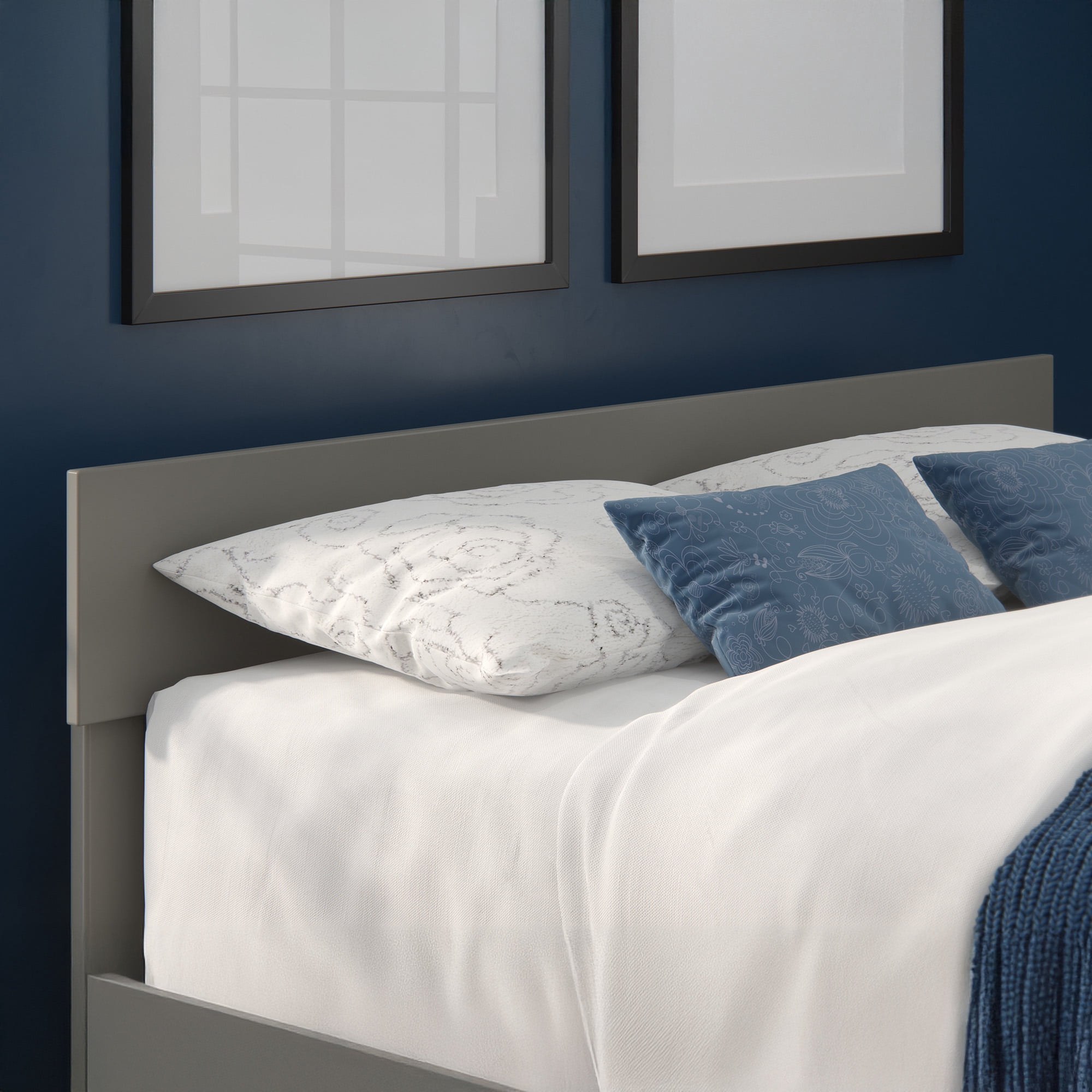 AFI Boston Solid Wood Queen Size Contemporary Headboard in Gray