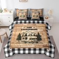thumbnail image 1 of Erosebridal Ensembles de Couette Happy Camping Format Double, Couettes et Duvets Rustiques pour Roulotte, Décor à Carreaux Noirs, Réversible 7 Pcs, 1 of 1