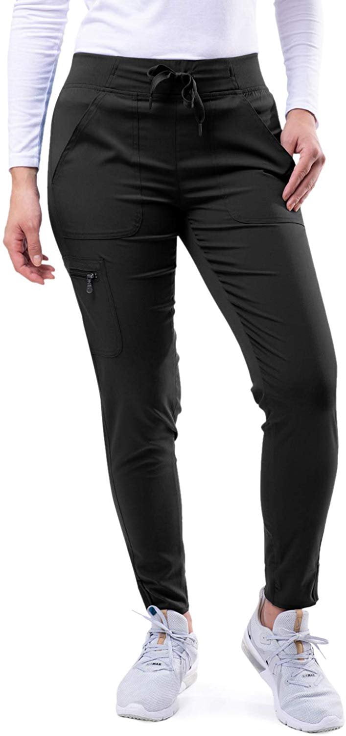 Adar Pro Heather Modern Athletic Scrub Set For Women - Modern V-Neck Scrub Top & Yoga Jogger Scrub Pants