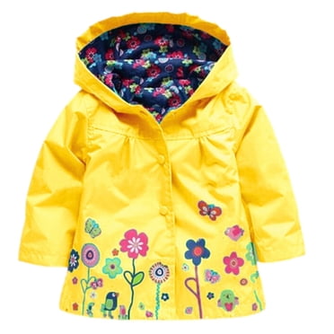 LSLJS Manteau de Pluie pour Enfants, Manteau de Pluie pour Filles Manteau de Pluie pour Enfants Manteau à Capuche Vêtement d'Extérieur Vêtements pour Enfants Veste ( Jaune, 5 Ans)