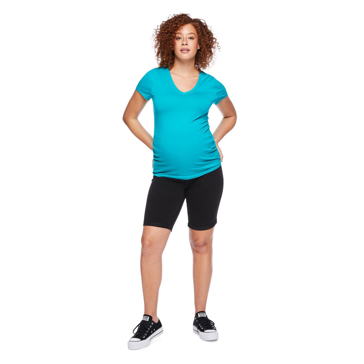Paisley Sky Maternity Short Sleeve V-Neck Tee