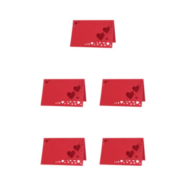 Redempat 1/2/3/5 50pcs Add Touch Of Sophistication With Heart Hollow Table Namecards Empty red 5PCS
