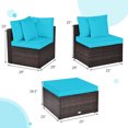 thumbnail image 2 of Gymax 4PCS Rattan Patio Conversation Furniture Set Yard Outdoor w/ Turquoise Cushion, 2 of 10