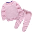 thumbnail image 2 of LSLJS Ensemble Automne Hiver pour Tout-Petits Garçons Filles, Bonbon, Couleur Unie, Chandail à Col Rond et Pantalon de Jogging ( Rose, 6-7 Ans ), 2 of 6