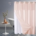 thumbnail image 3 of Vente Aujourd'hui Liquidation! Rideau de Douche Anneau Double Grand Uni Étoile Pleine Réversible pour Salles de Bain Rideaux de Douche en Tissu Polyester Robuste, 3 of 6