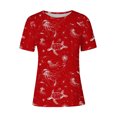 thumbnail image 2 of Pisexur Hauts de Printemps pour Femmes Chandail Décontracté à la Mode pour Femmes Imprimé à Manches Courtes Col Rond, Chemisiers pour Femmes Chic Décontracté Hauts pour Femmes Rouge, G, 2 of 3