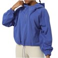 thumbnail image 1 of AherBiu Chandails à Capuchon pour Femmes, Demi-Glissière, Chandail à Enfiler à Cordon, Hauts de Sport Courts avec Poches, 1 of 6