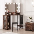 thumbnail image 4 of EDTara Corner Vanity Table with LED Mirror, 3-Fold Mirror, Power Station, USB Outlets, and Stool for Bedroom, 4 of 5