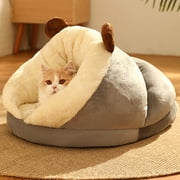 LSLJS Bed for Dog and Cats Bed Ultra Soft Cute Plush Slipper Cats Cave Bed No Slip Warm Cats House Self Warming Ideal for Indoor Use, Cat Bed