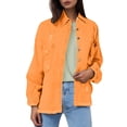 thumbnail image 1 of Baberdicy Distressed Denim Jackets for Women - Fall/Winter Vintage Loose Fit (Oversized, Ragged Hole Design) Orange XL, 1 of 6