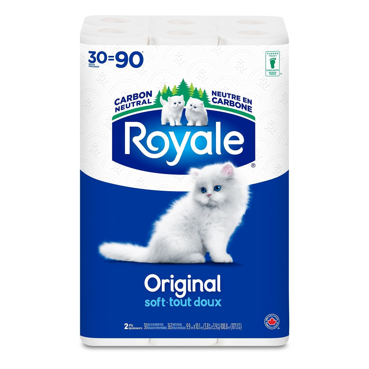 Royale Premium 3-Ply Bathroom Tissue 30 Triple Rolls (90 Regular Rolls Equivalent) – Soft & Strong Toilet Paper