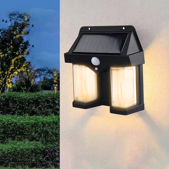RXIRUCGD Lampe Murale à Induction Solaire Chaude-Lumières Solaires pour Clôture-Lumières Murales Solaires à DEL-Extérieur Étanchéité IP65- Lampes Murales d'Extérieur pour Cour Arrière Jardin Garage et Pa