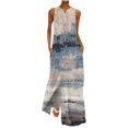 thumbnail image 2 of Robes Filles Mode Femmes Col en V Sans Manches Été Soirée Fête Imprimé Dames Poche Gilet Longue Robe Robes Midi pour Femmes Invitée de Mariage en Liquidation, 2 of 6