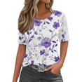 thumbnail image 1 of WZXFASHION Hauts d'Été pour Femmes 2025 Col Rond T-Shirts à Manches Courtes Blouses Décontractées T-Shirts Imprimés Mignons Amples Tenues Tendance Soldes de Liquidation T-shirt à Manches Courtes pour Femme, 1 of 6