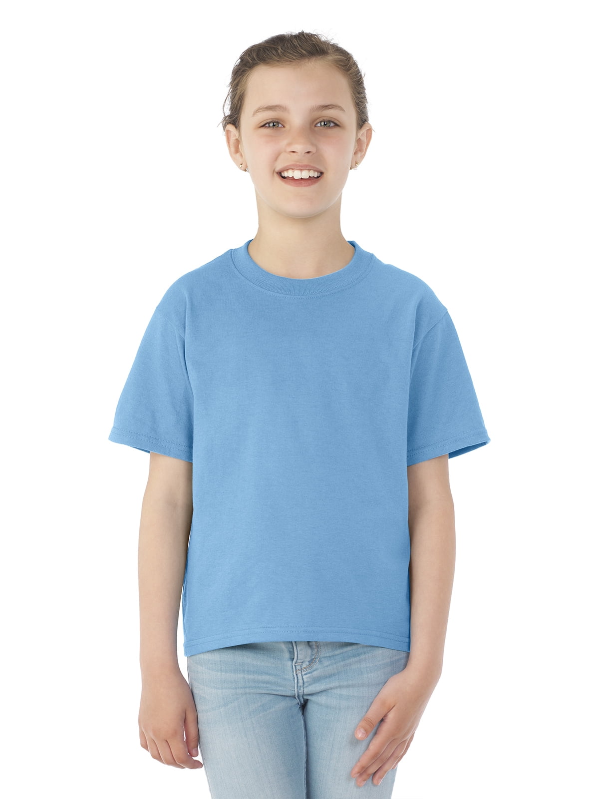 Jerzees Youth DRI-POWER Active Short Sleeve Crew T-Shirt, L, Columbia Blue