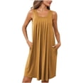 thumbnail image 1 of Timegard Nuisette pour Femmes Chemises de Nuit Sans Manches Vêtements de Nuit Plissée Col Rond Robe de Nuit avec Poches, 1 of 7